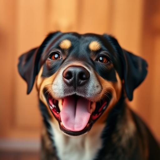 Portrait of Bodie, a happy rescue mixed breed dog